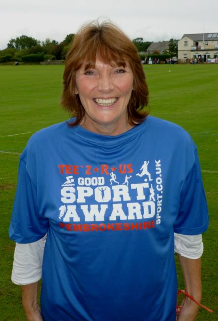 Julie Davies wearing her good sport t-shirt